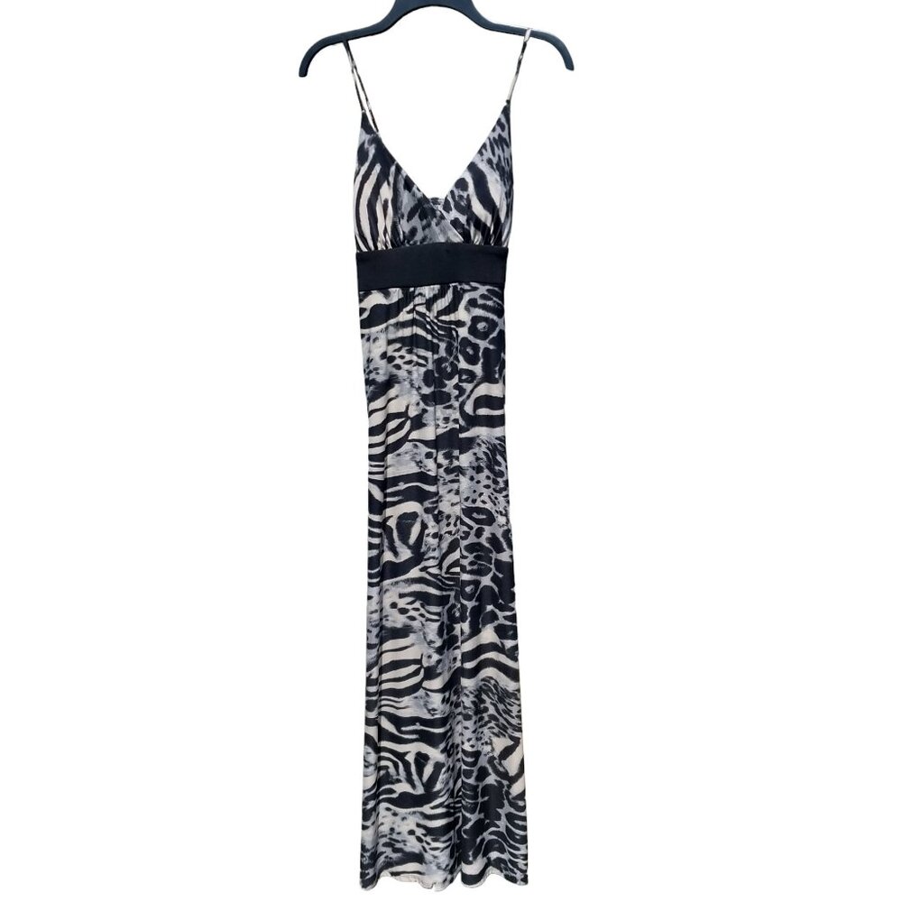 Alyn Paige New York Animal Print Maxi Dress, Black White Cream, Size S